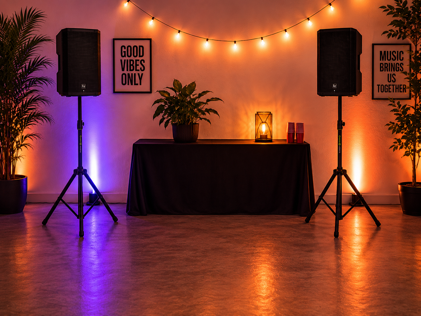 2x 1000w bluetooth speakers + stands