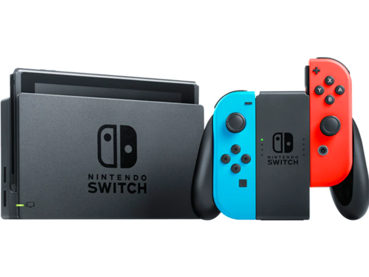 Nintendo switch med spel och 4 kontroller