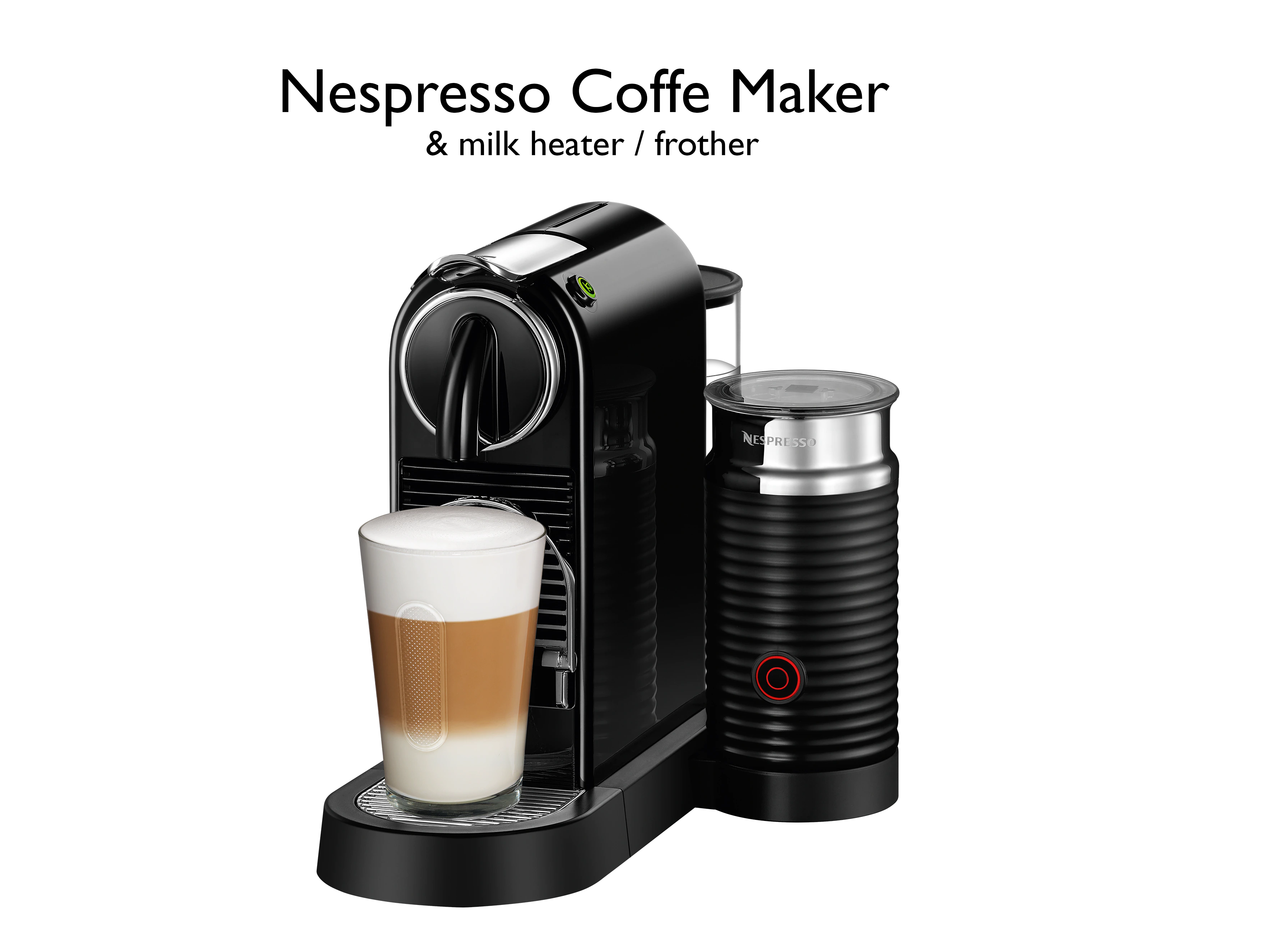 Nespresso coffee maker / machine w milk frother / heater / pods / cappuccino / latte 