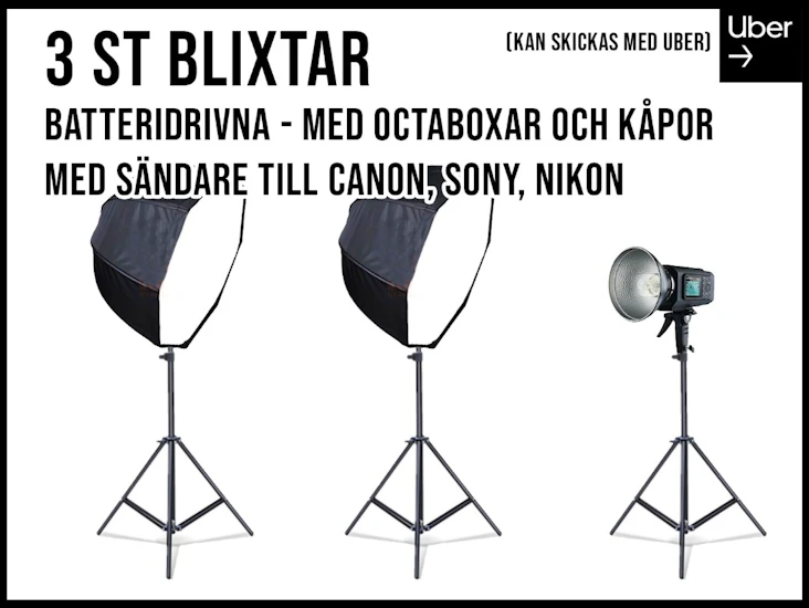 3 st batteridrivna studioblixtar