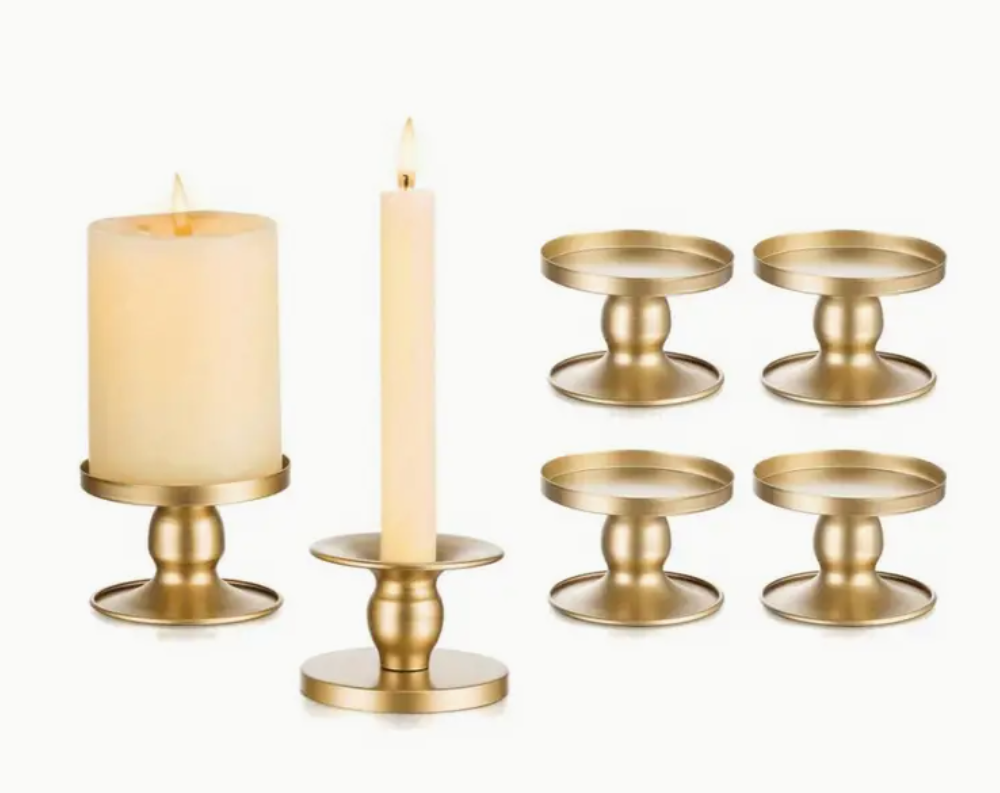 Nordic double headed golden wrought iron candle holder