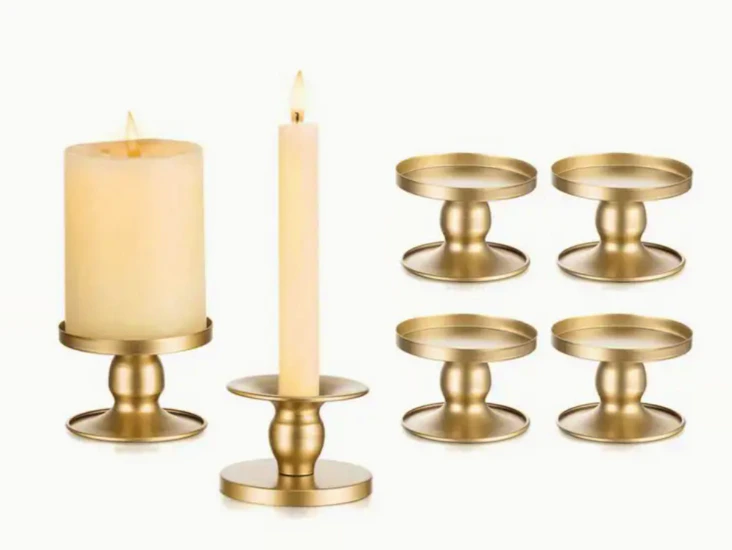 Nordic double headed golden wrought iron candle holder