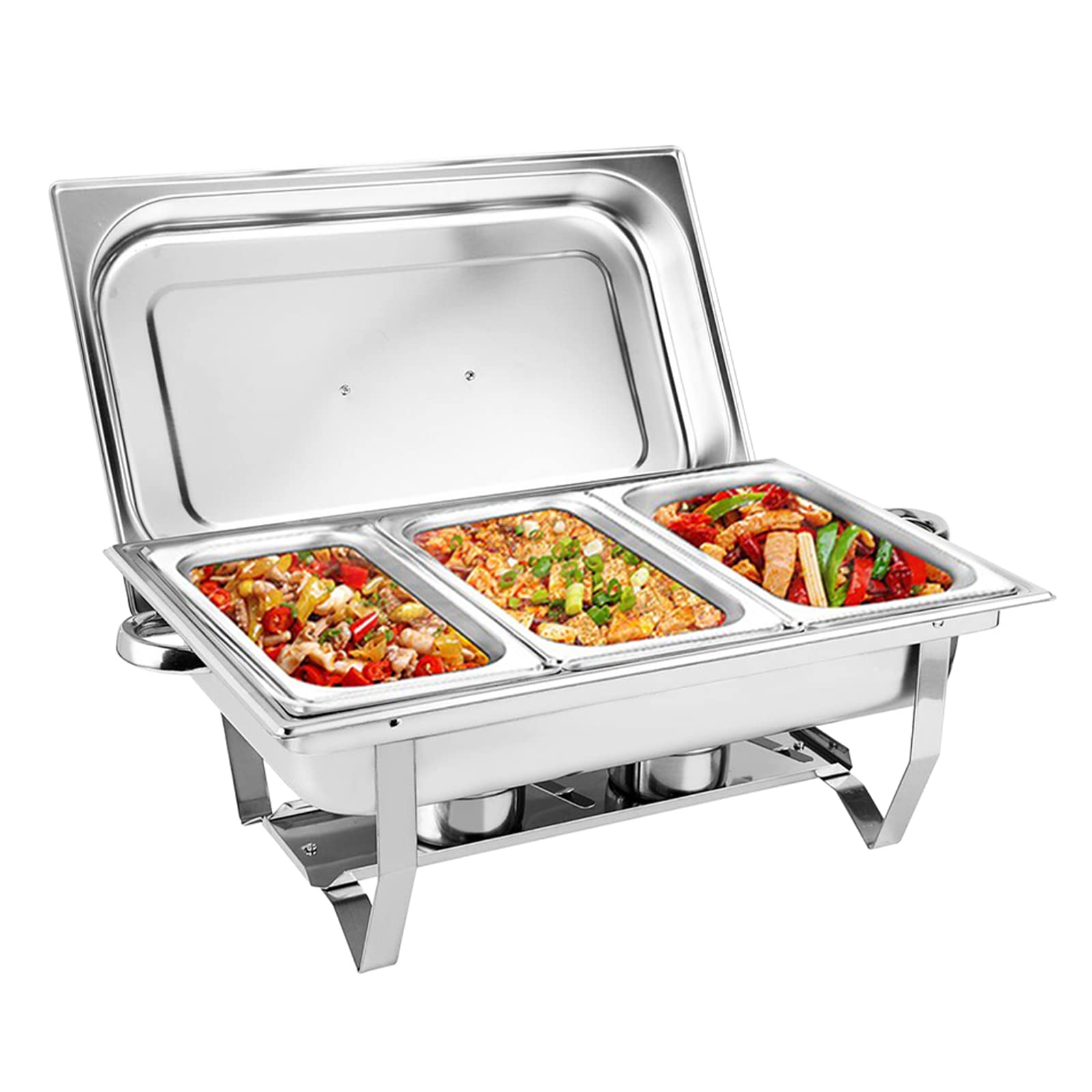 1x premium stainless steel 3-compartment chafing dishes – buffet food warmers