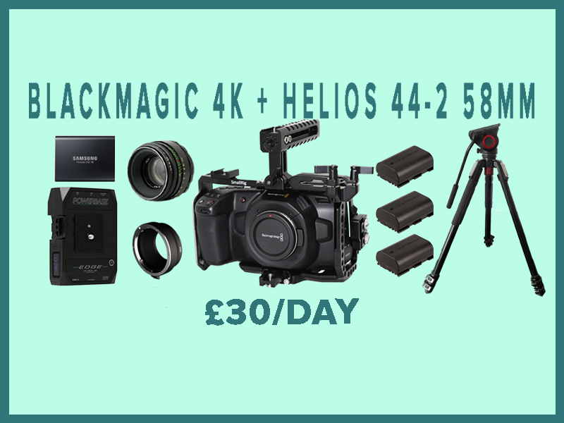 Blackmagic 4k + helios 44-2 58mm lens (ef mount) + tripod