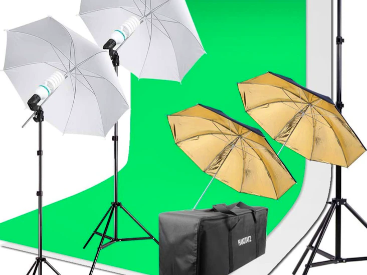 Foto studio set - bakgrunder och ljus