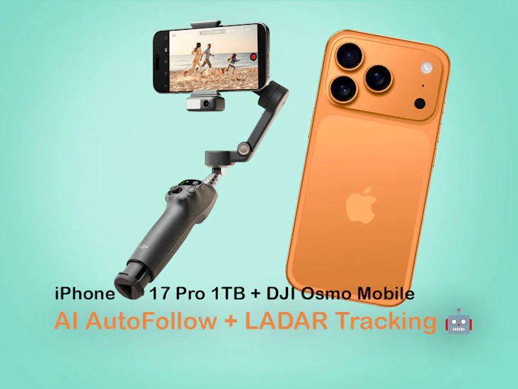 Iphone 17 pro 1tb + dji osmo mobile 8 (ai autofollow + ladar tracking) 🤖✨