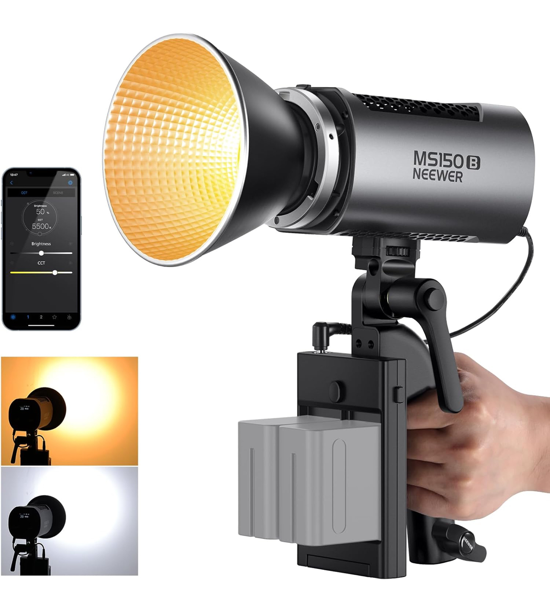Neewer ms150b 130w bi-color led video light – bowens mount, app controlled