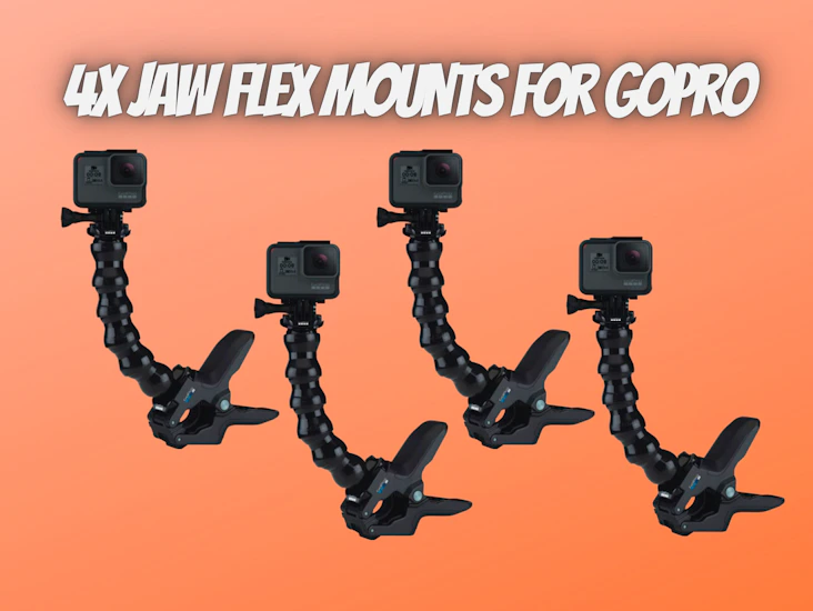 4x jaw flex mount for gopro 10, 11, 12, go pro accessories