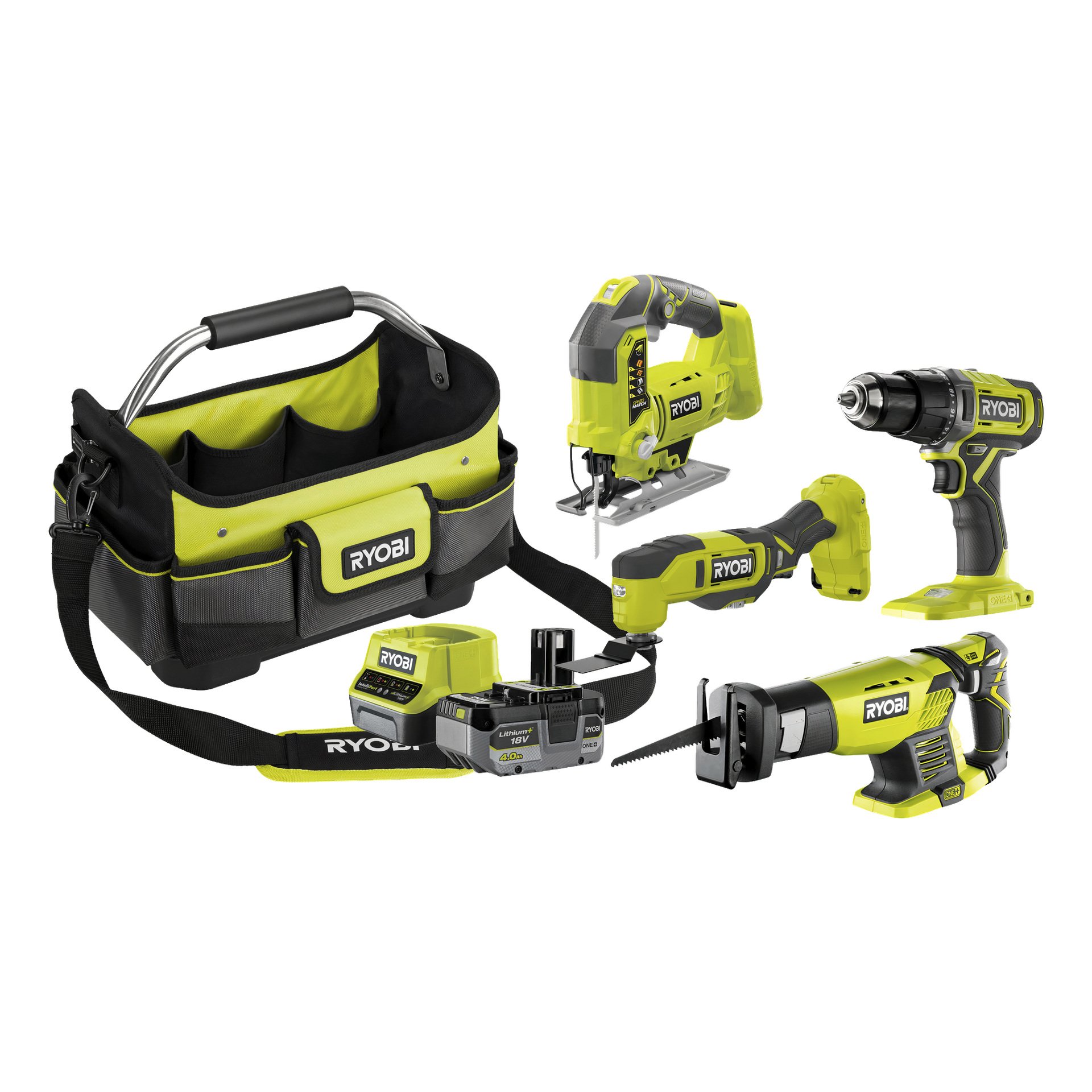 Ryobi set 9 deler 18 v 4,0 ah