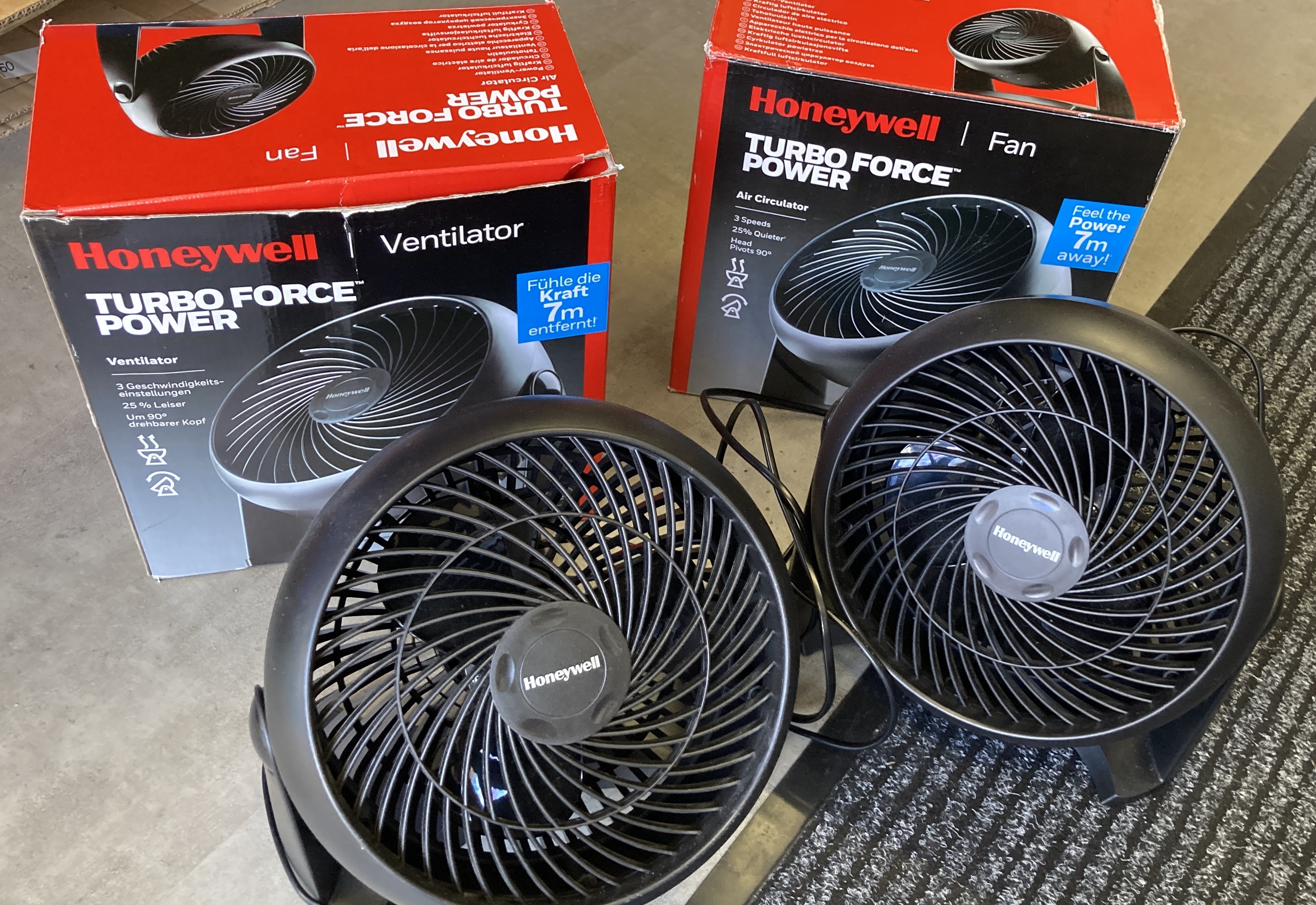 Two honeywell ht900e turboforce power fans