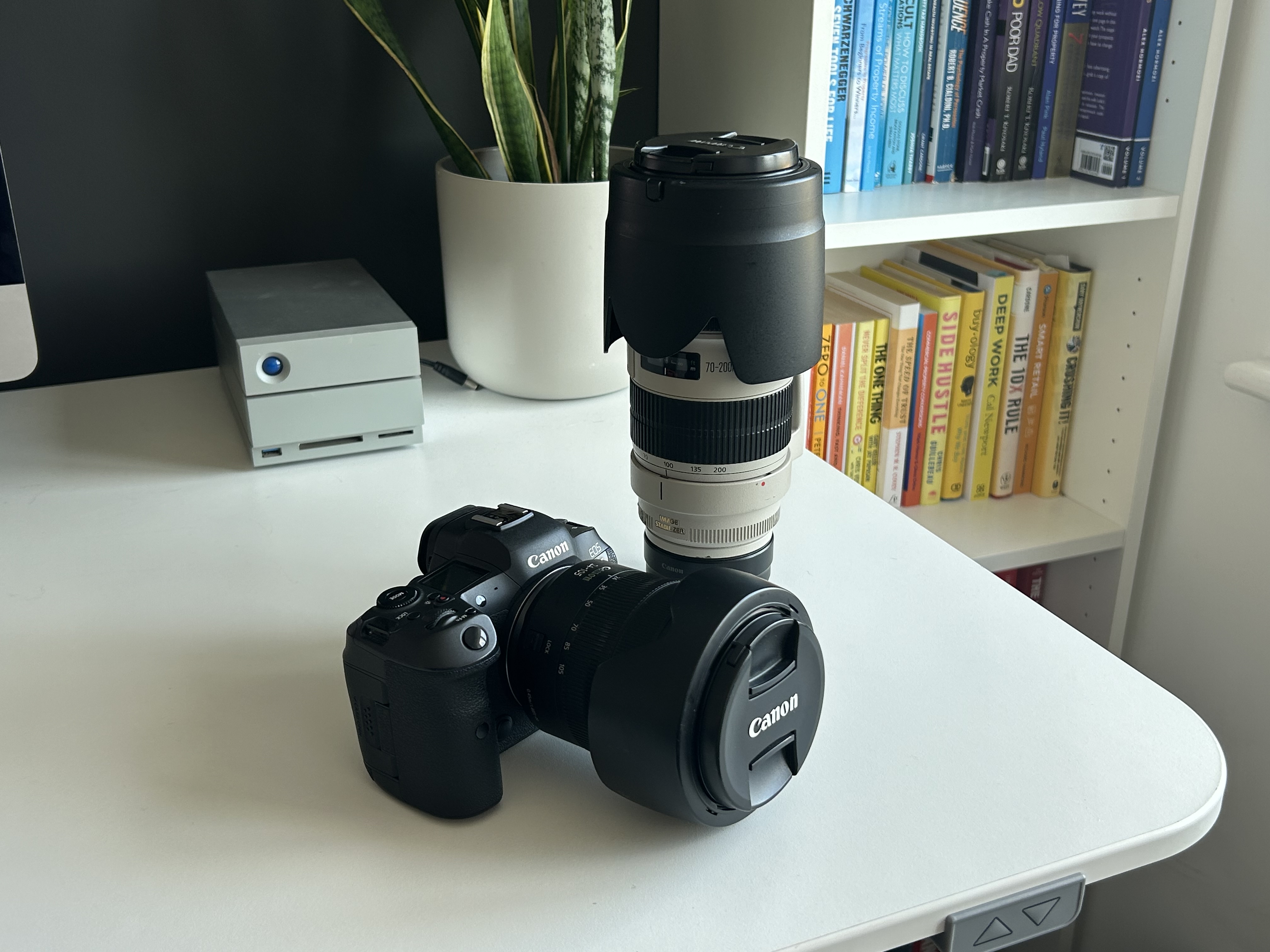 Canon eos r5 mirrorless camera + rf 24-105mm f/4l + ef 70-200mm f/2.8l ii + ef-rf adapter