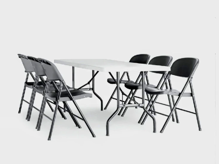 🪑 bord & stolar med vit duk – hopfällbara, 6 personer/bord