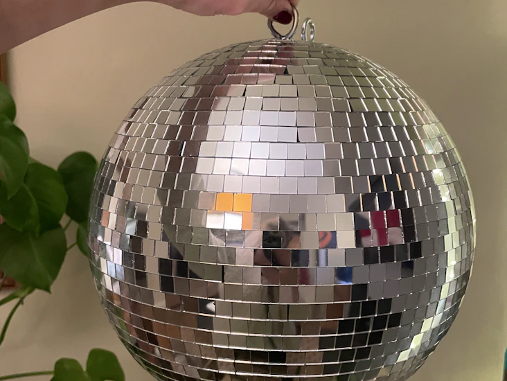 Silver mirror disco ball
