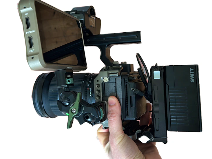 Fx3 with mount adapter + lens + monitor- cineback