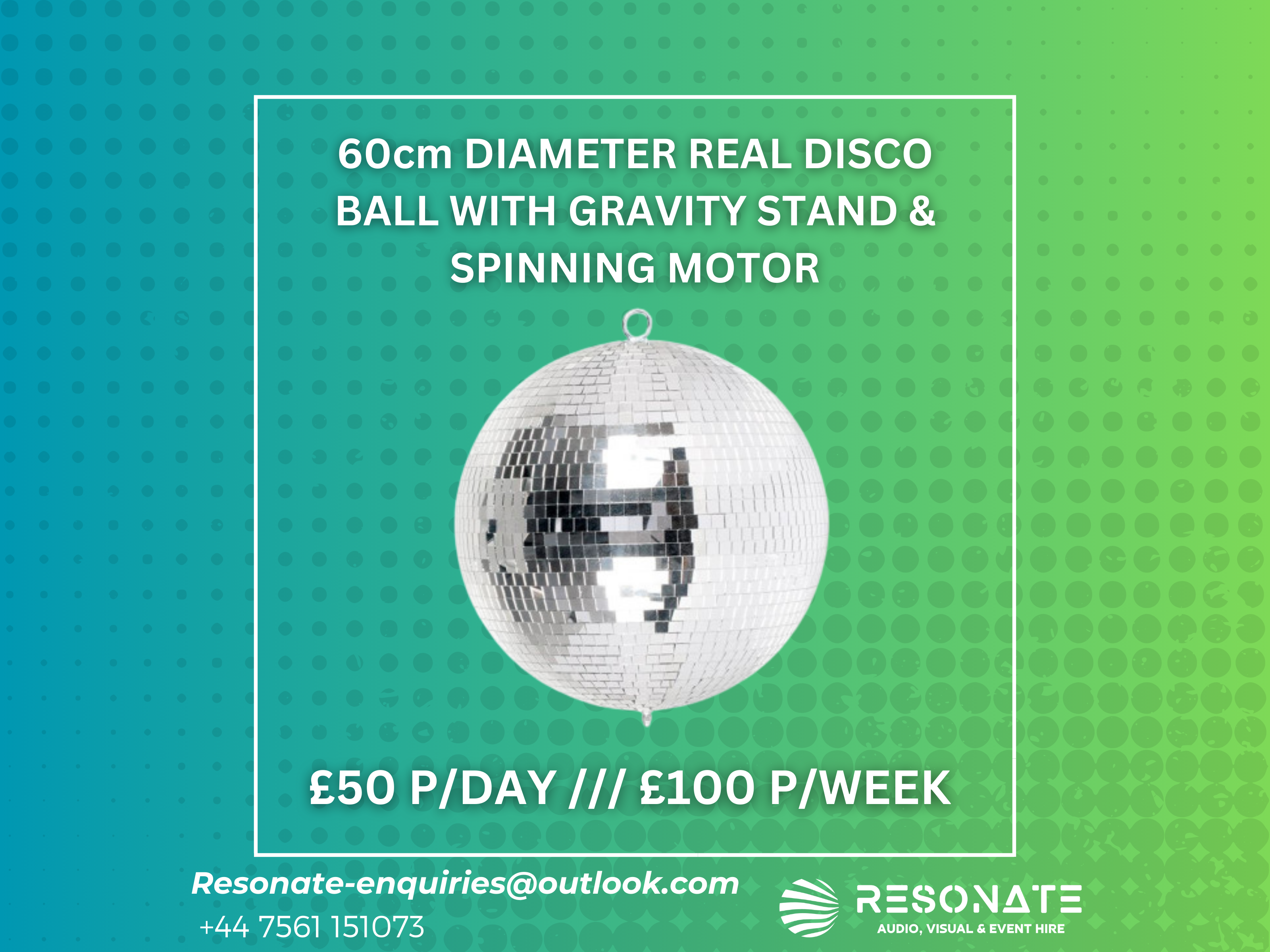 60cm disco ball with stand,  spotlight & spinning motor