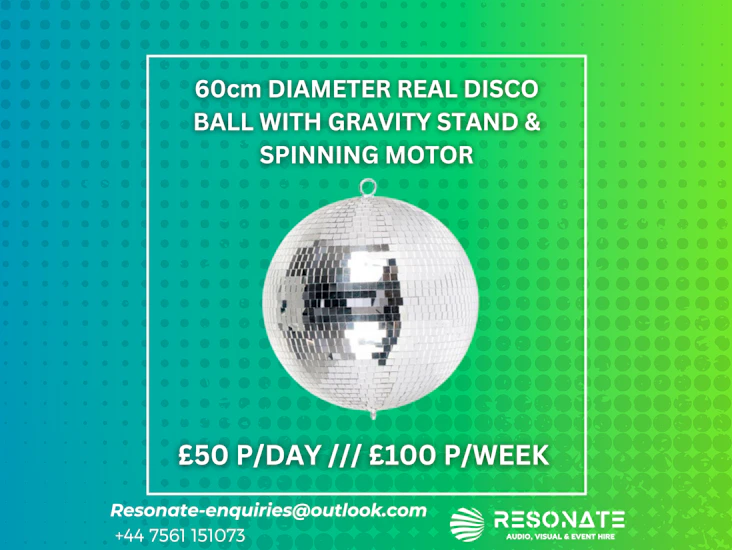 60cm disco ball with stand, spotlight & spinning motor