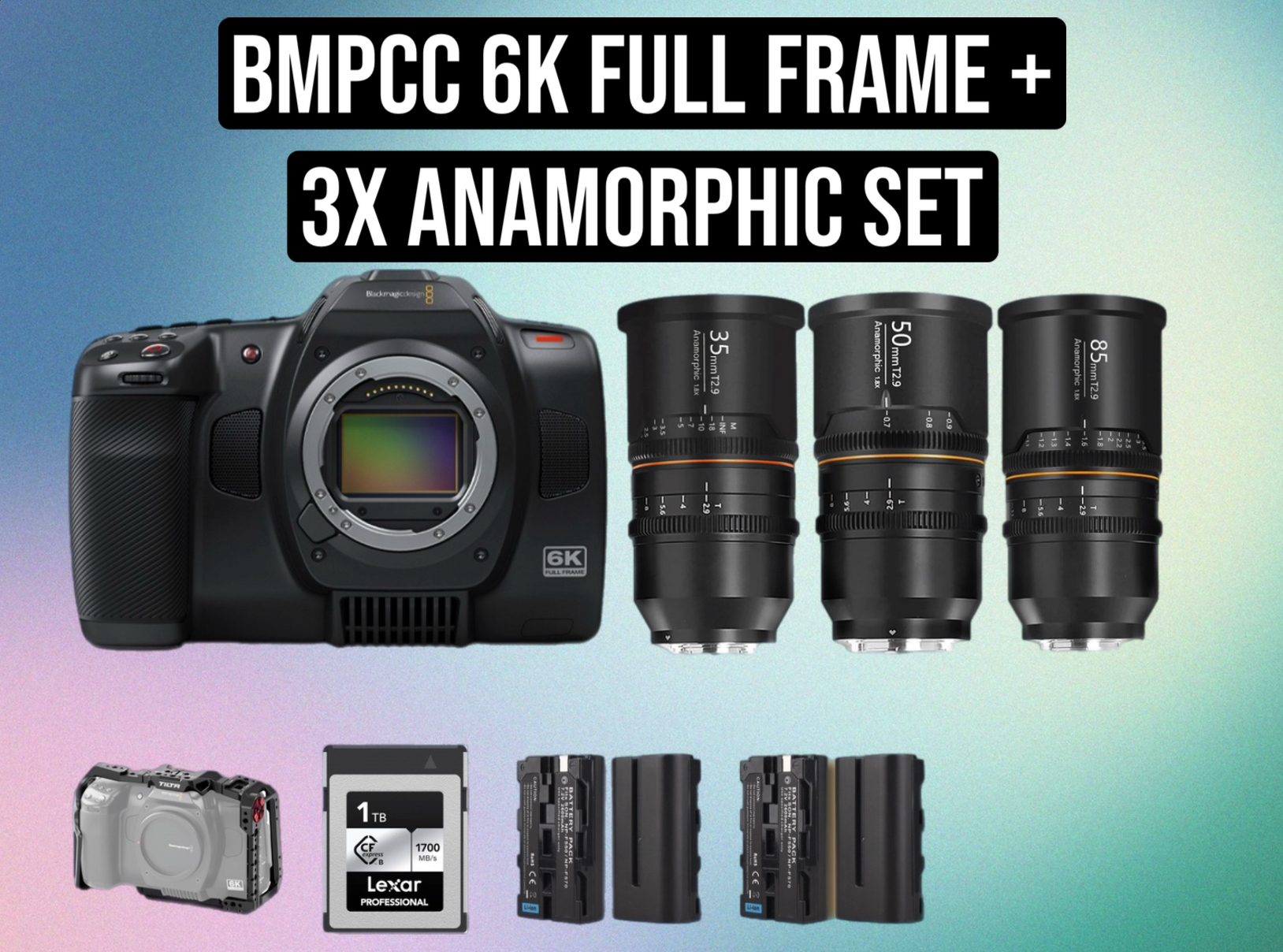Bmpcc 6k full frame cinema camera + 3× anamorphic lens set | blackmagic / bmpcc / bmpc / 6k ff / full frame / anamorphic great joy / cinema camera / raw / prores