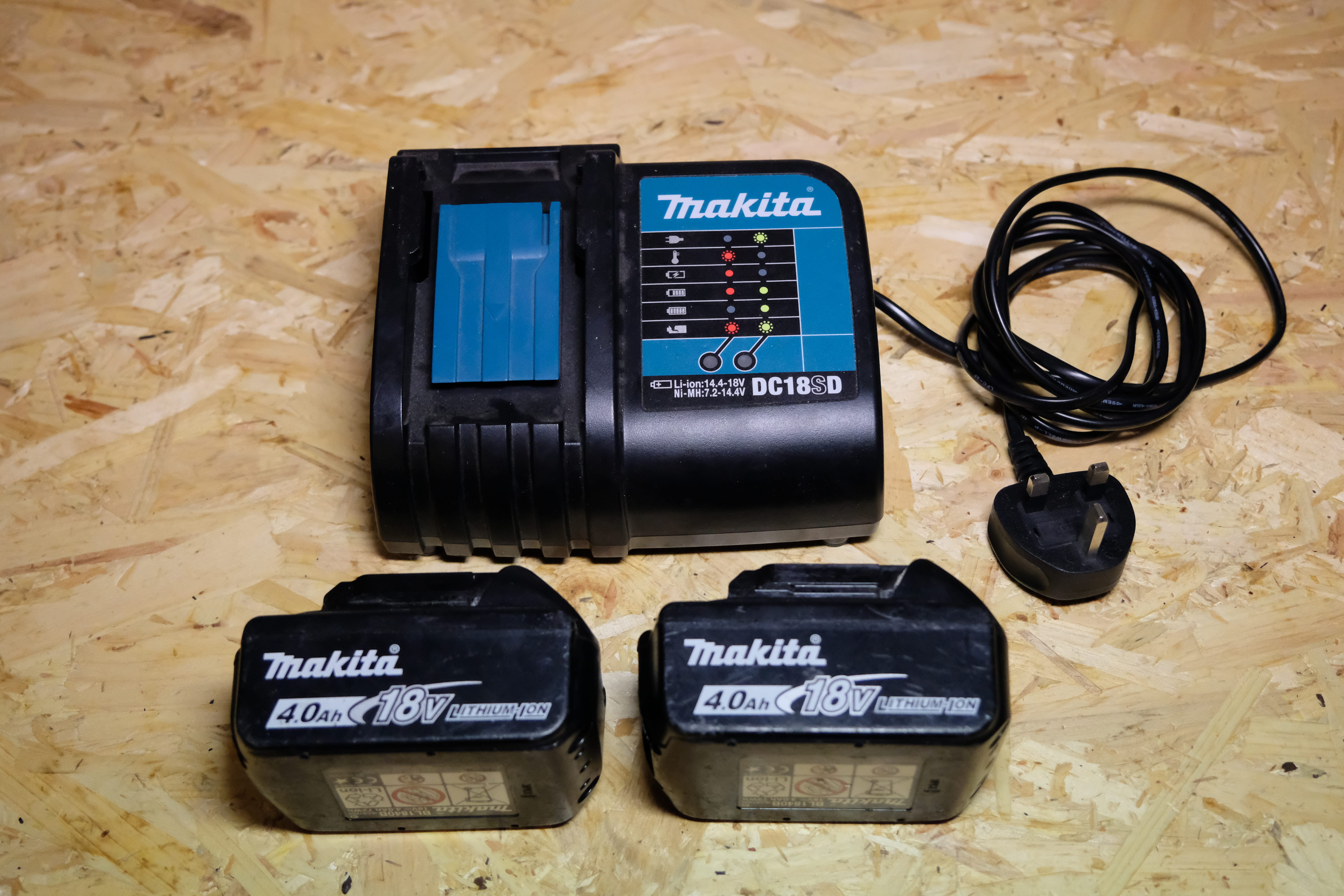 2x charged makita 18v lxt batteries 4.0ah + dc18sd charger (optional hire add-on)