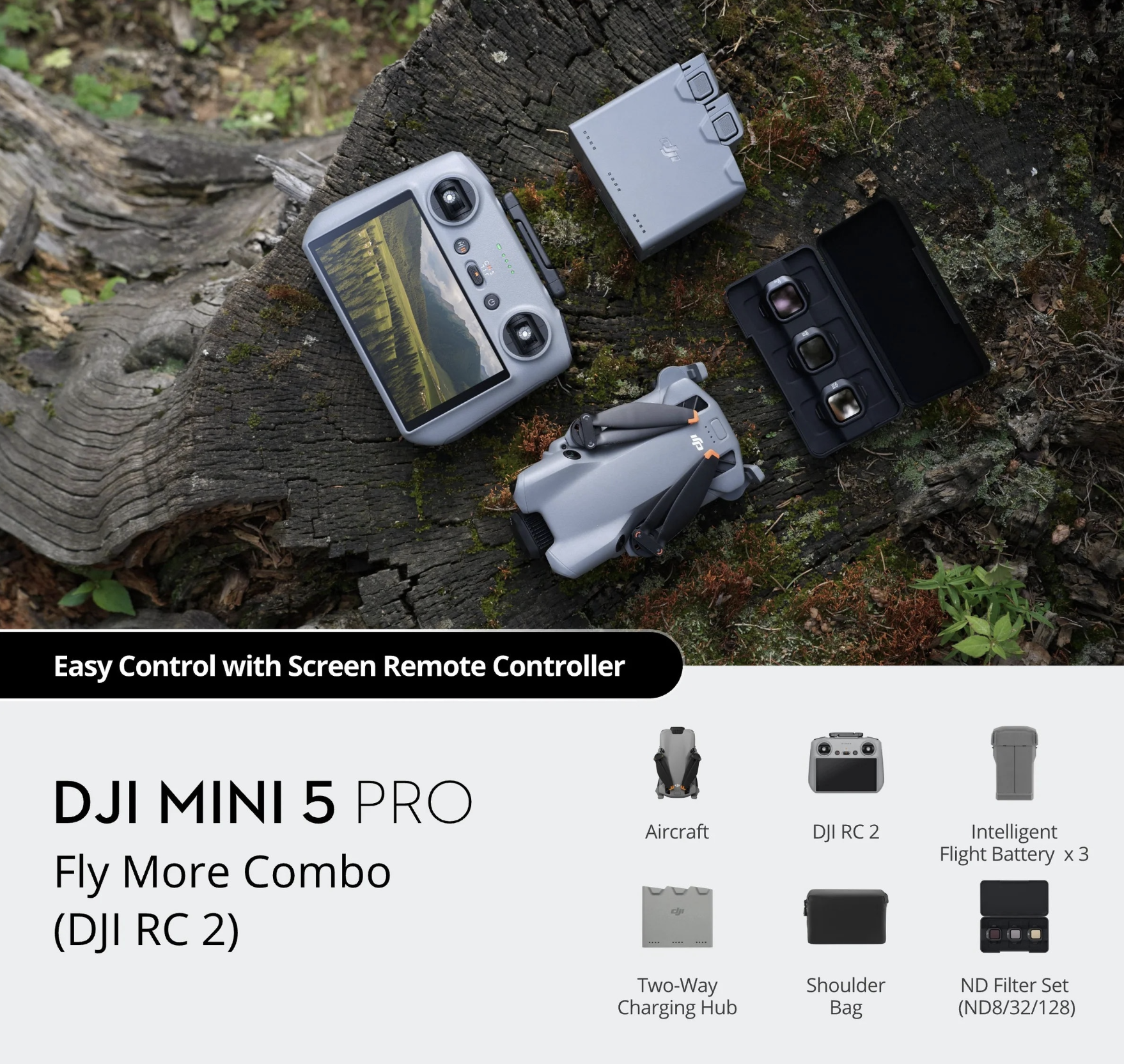 Dji mini 5 pro drone fly more combo with rc 2 controller