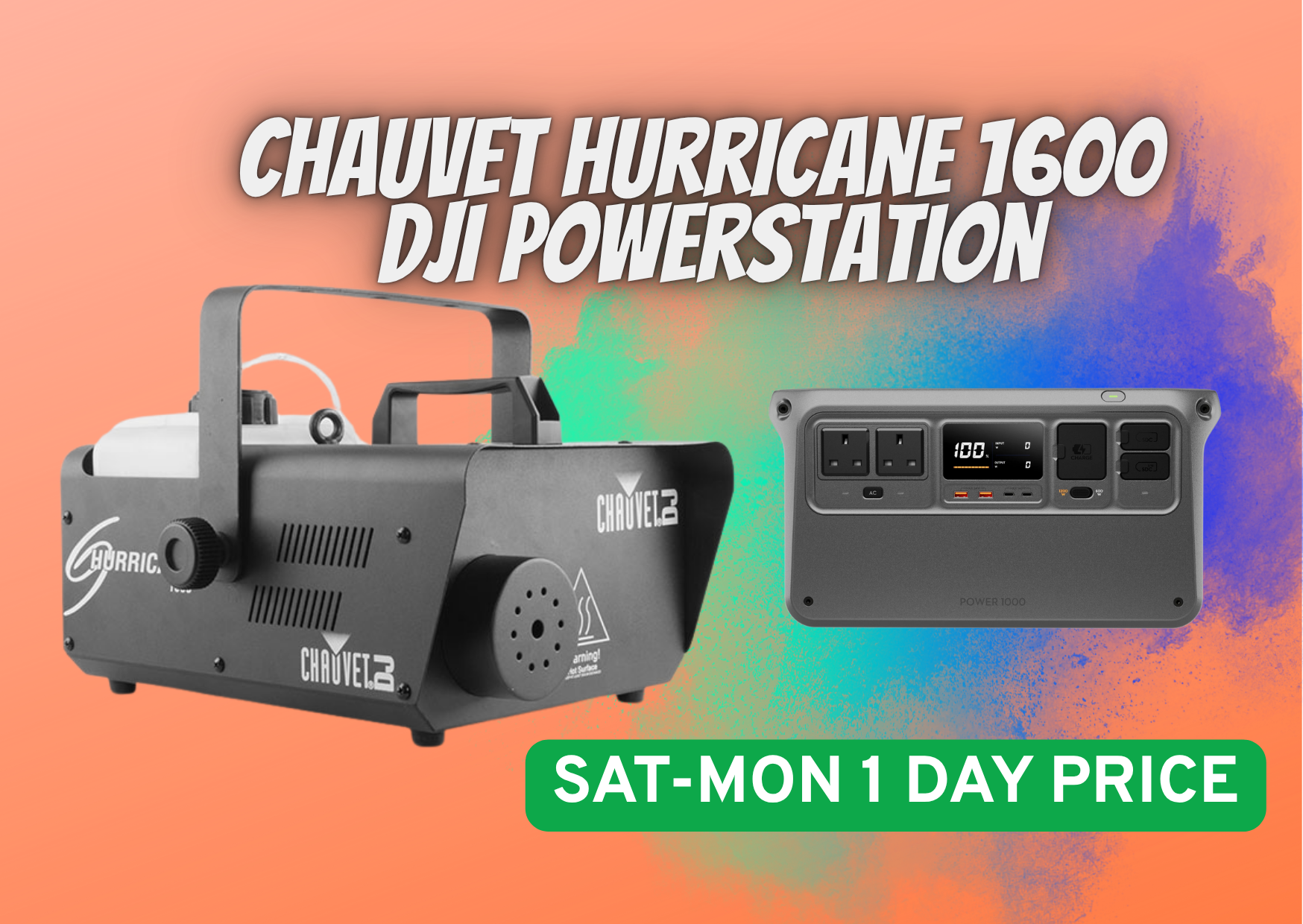 Wireless fog smoke machine chauvet hurricane 1600 + dji power 2000 station portable smoke fogger machine