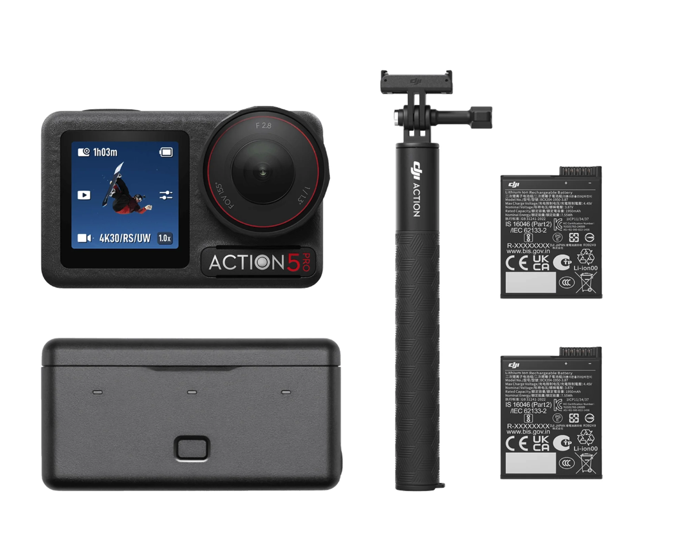 Dji osmo action 5 pro camera adventure combo + 128gb card (gopro hero 13 alternative) 