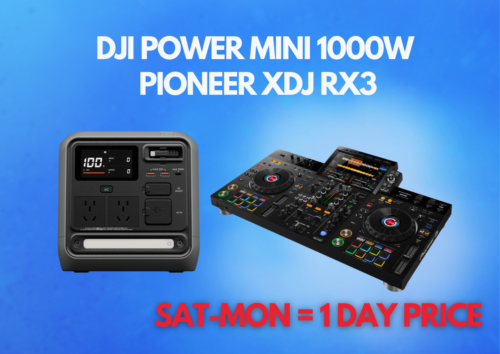 Pioneer xdj rx3 + dji power 1000 mini power bank power station weekend discount