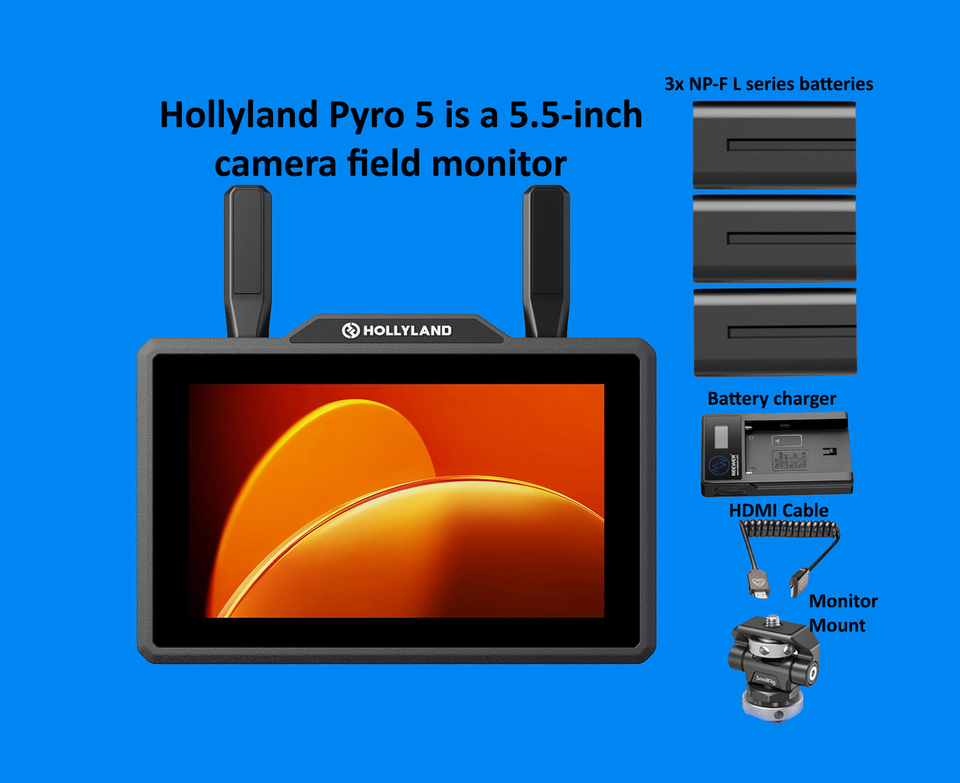 Hollyland pyro 5 wireless camera field monitor