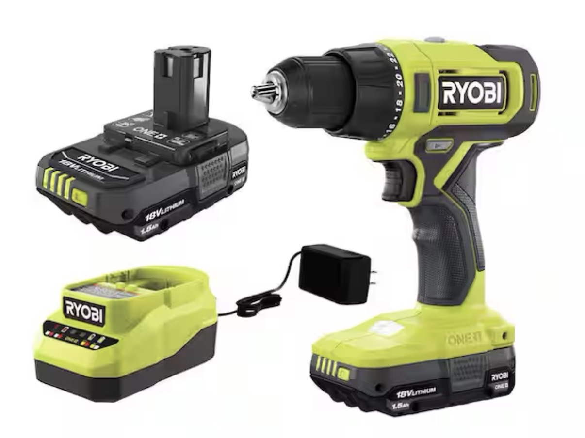 Power drill ryobi one+ 18v cordless 1/2 in