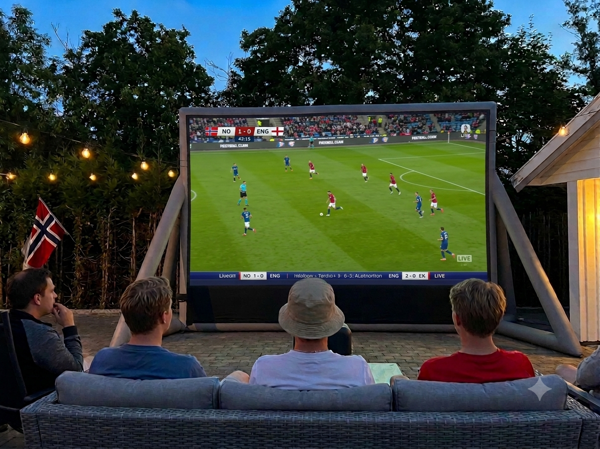 🔥vm-fest eller filmkveld med verdens råeste projektor, 7.1 lyd og 200" oppblåsbart lerret! 🔥