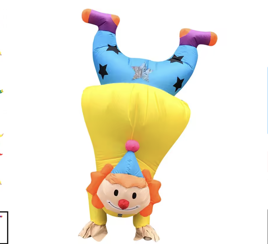 Clowndräkt uppblåsbar clowndräkt kalas fest maskerad barnkalas 