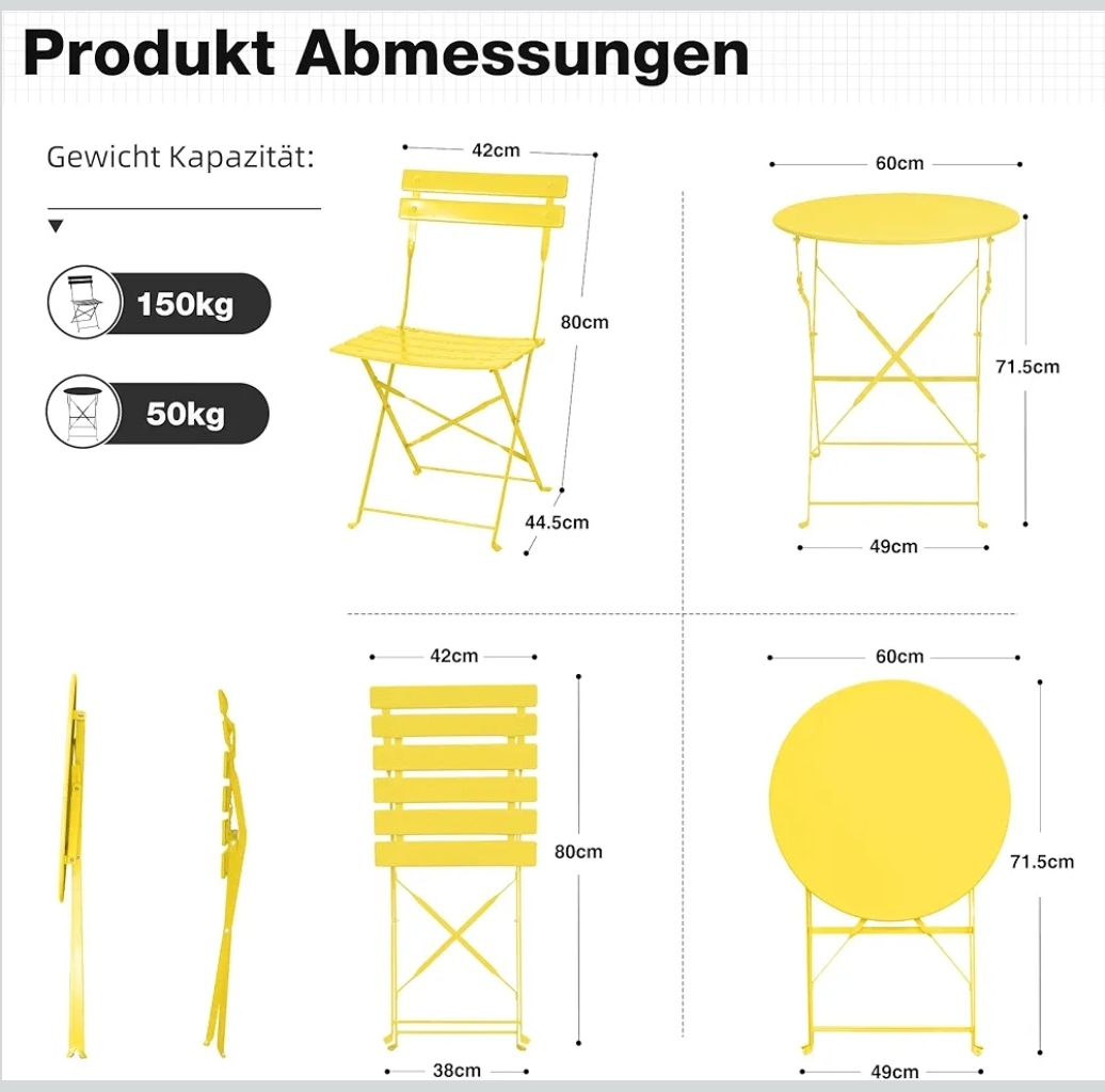 2 stolar och bord picnic paket parasol bla