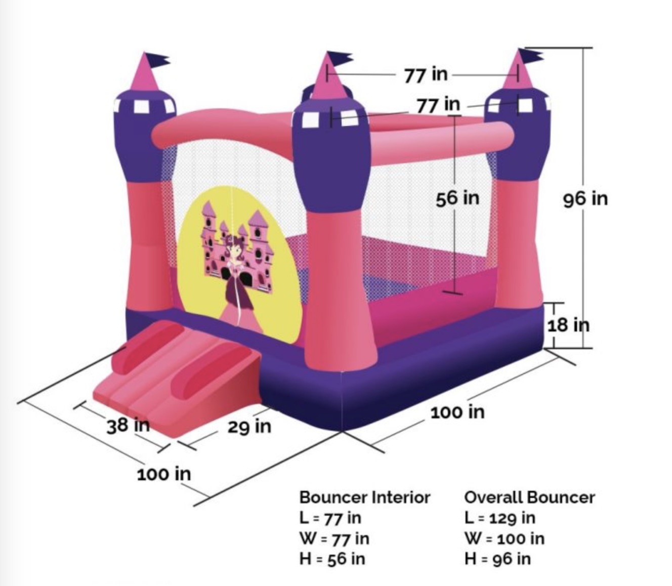 Princess bouncy castle 11 x 9