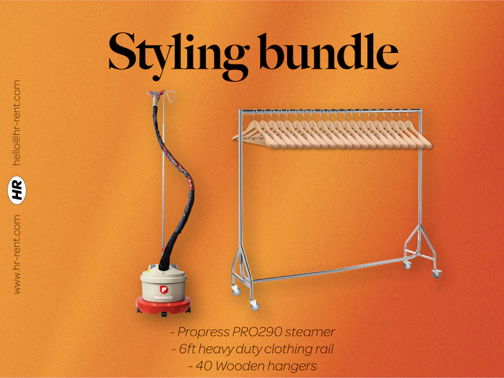 Clothing steamer + 6ft heavy duty clothing rail + wooden hangers
