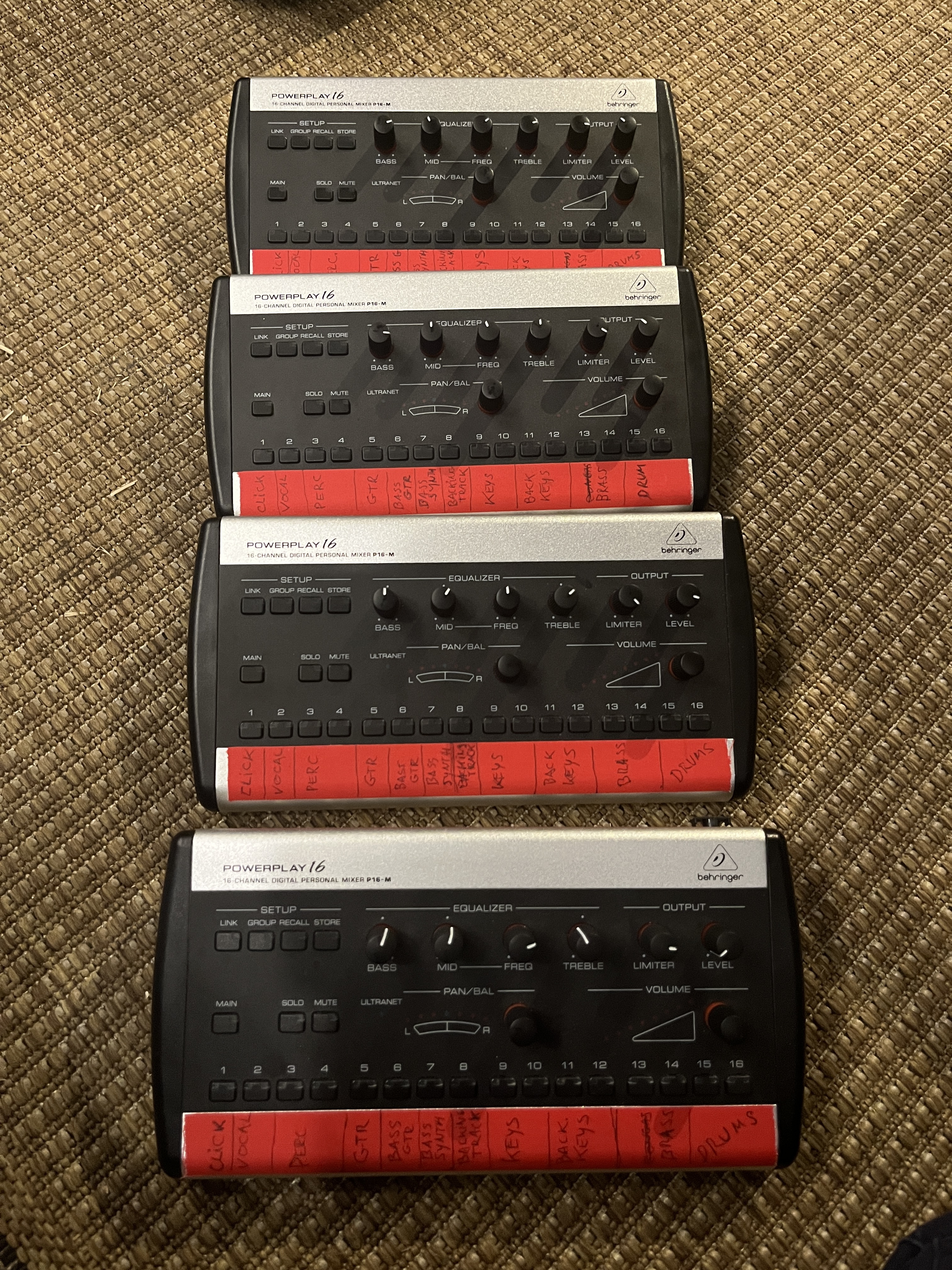 Behringer powerplay p16-m personal monitor mixer x 4 bundle