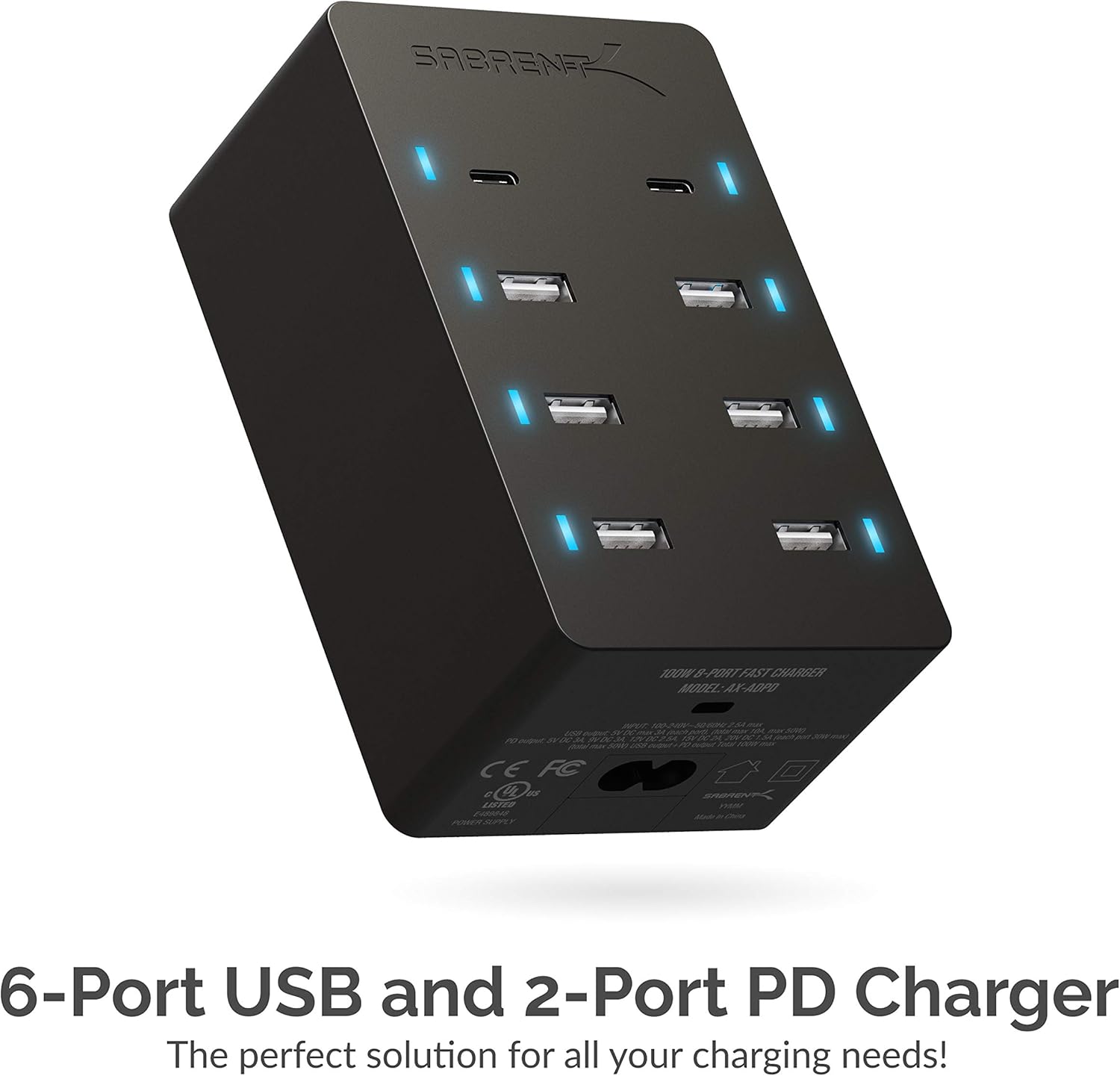Sabrent multi-usb fast charging station 60 watt 10 ports