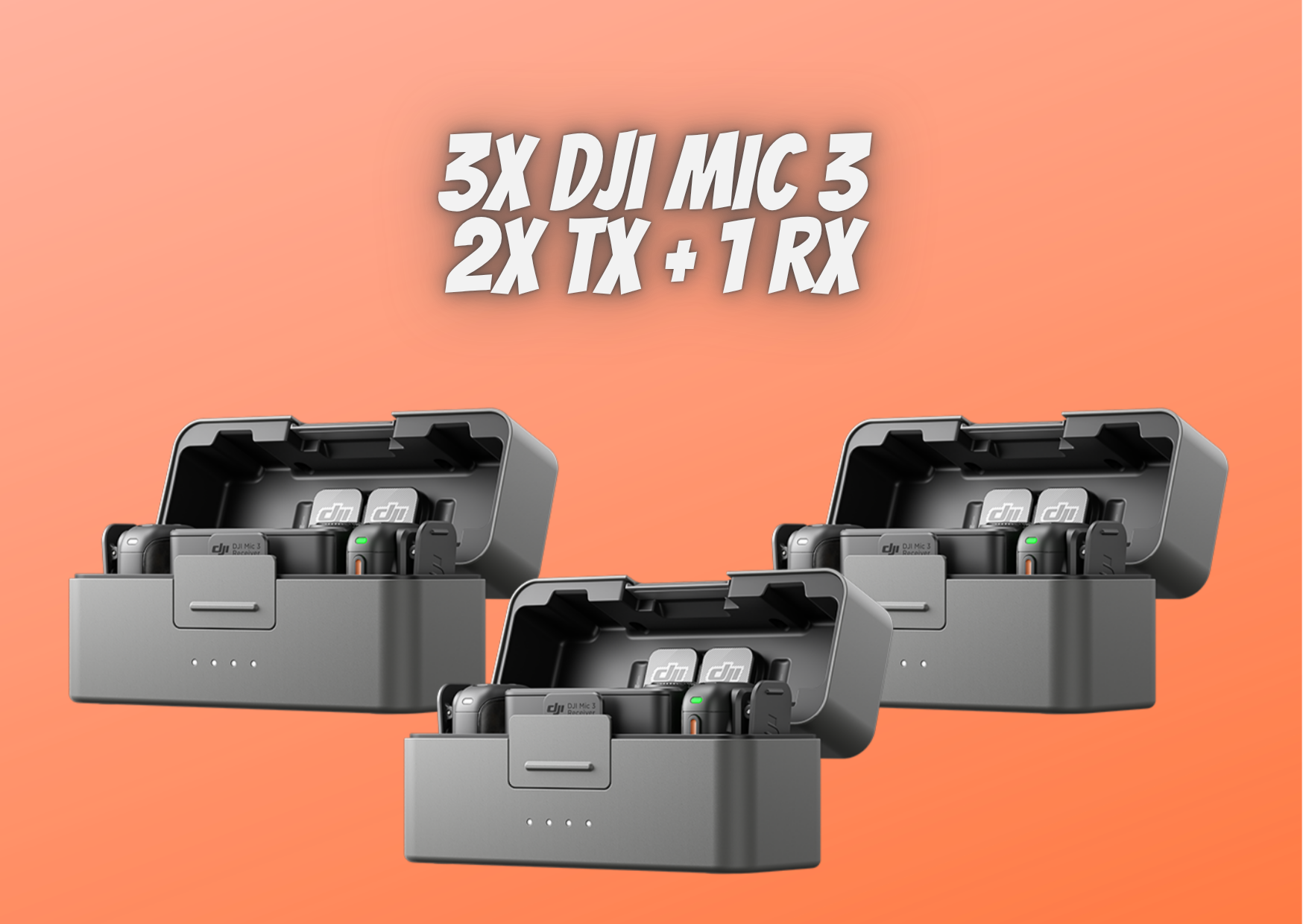 3x dji mic 3 2 tx + 1 rx + charging case interview podcast audio 