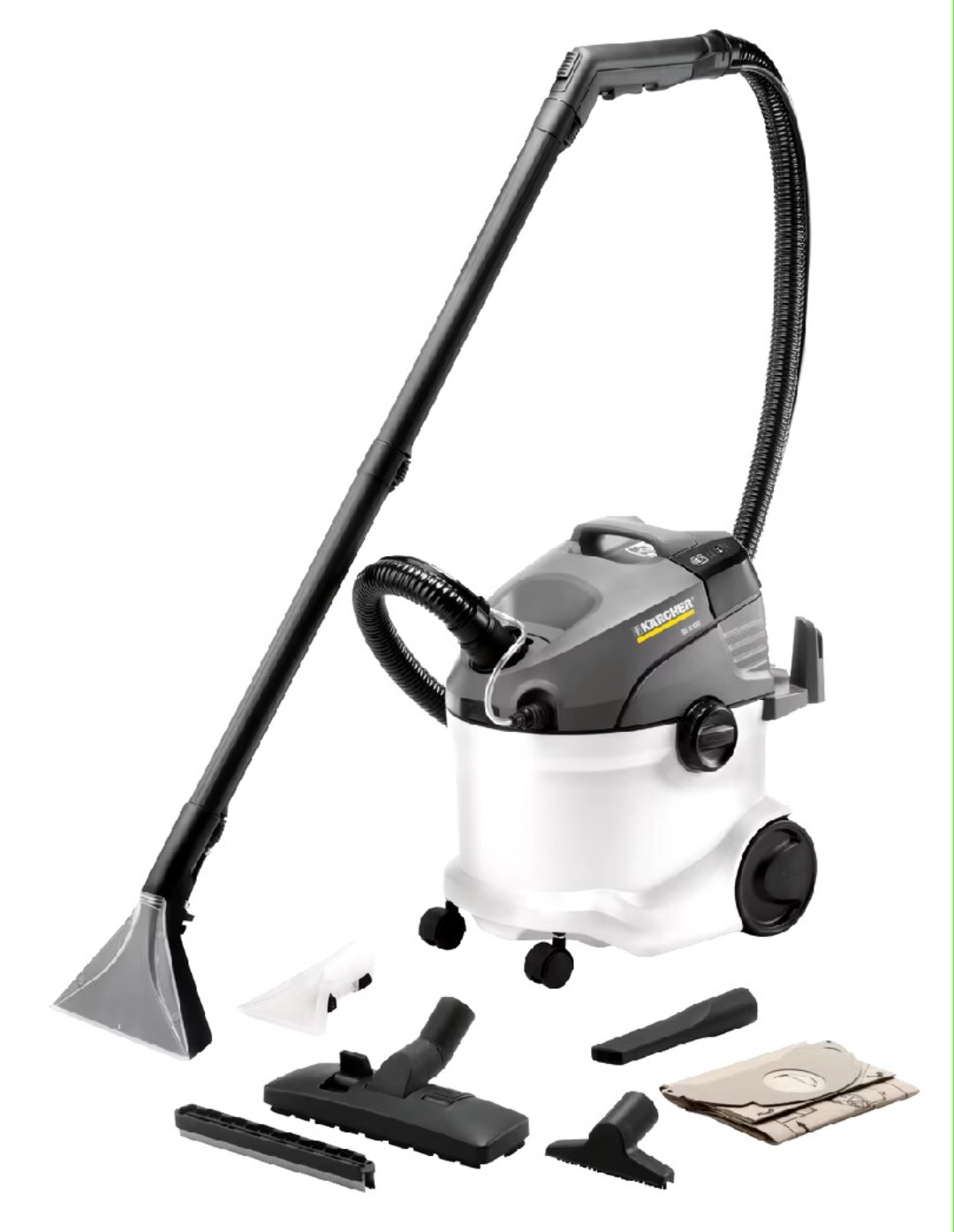 Tekstilrenser og grovstøvsuger .