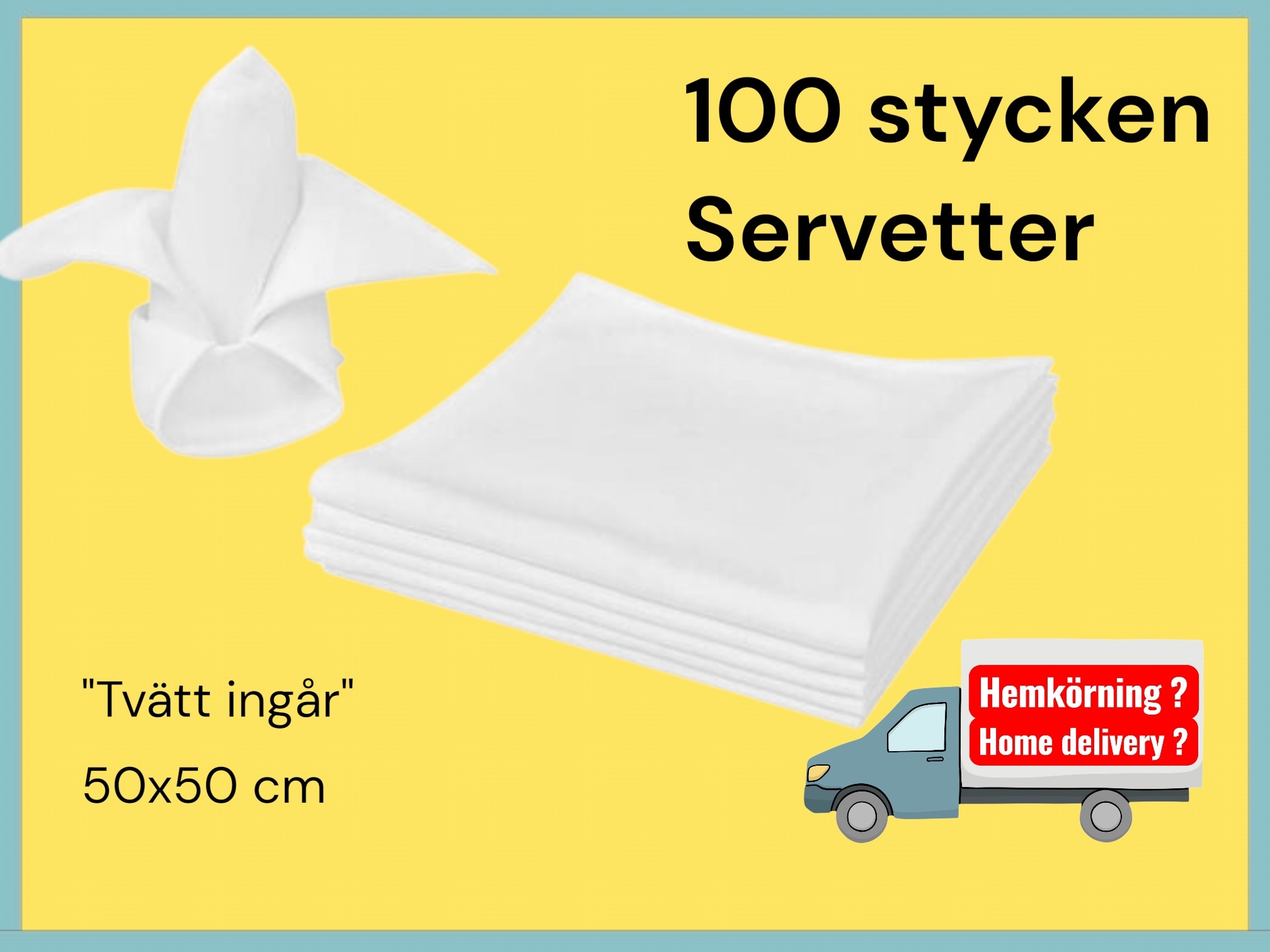 100 st vita servetter 50x50 cm