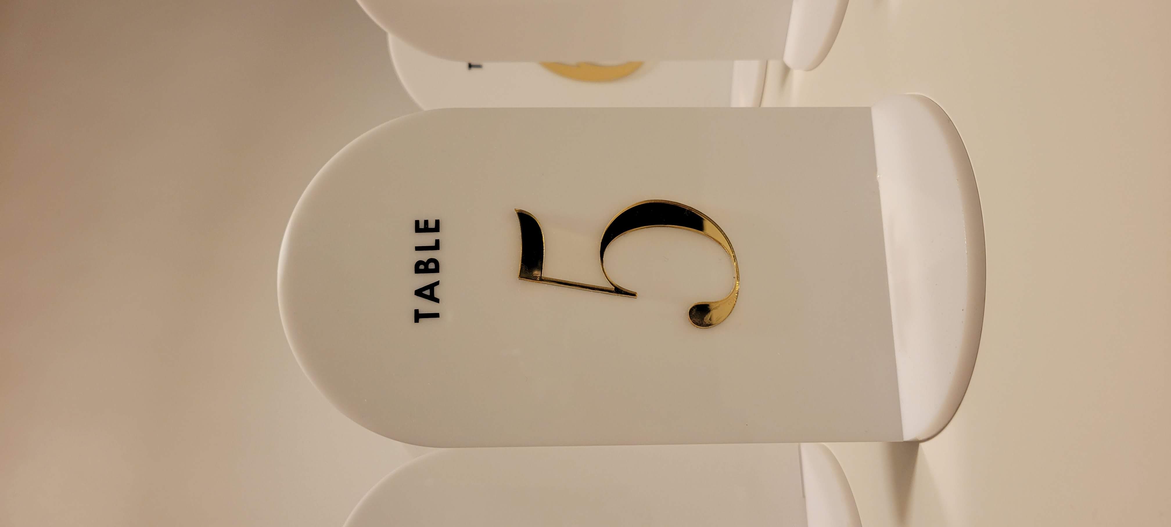 Wedding table number signage