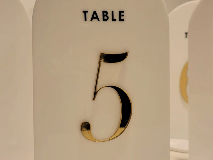 Wedding table number signage