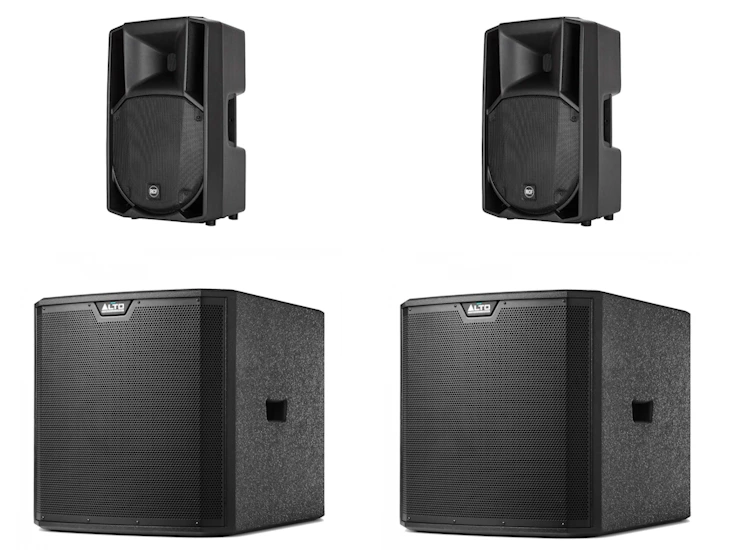 Active speaker set-up (2 x art 712a) + (2 x alto ts315s subs)