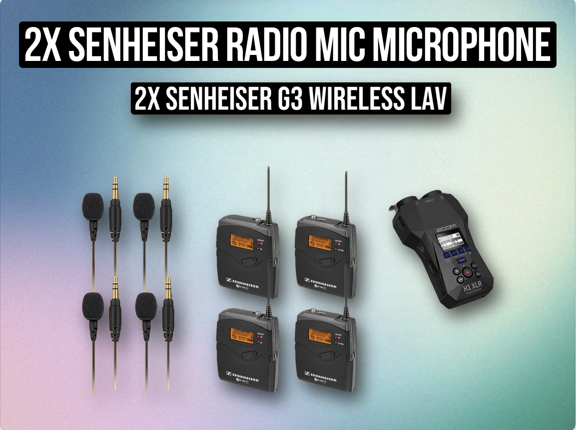 2x senheiser radio mic microphone g2 2x transmitter wireless 2x reciever audio recorder+ zoom h1 xlr audio recorder 