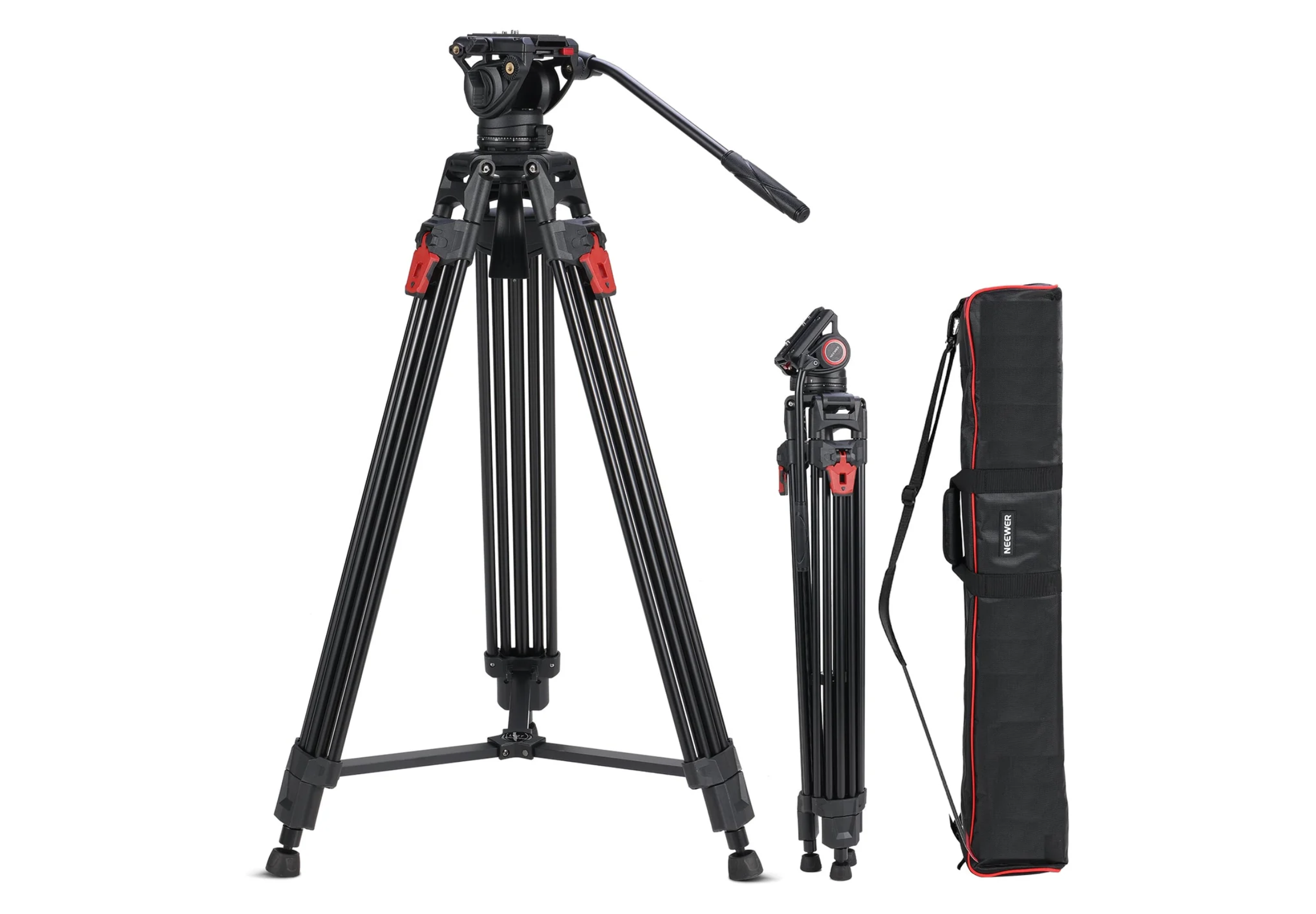 Video camera tripod with fluid head, neewer 76"
