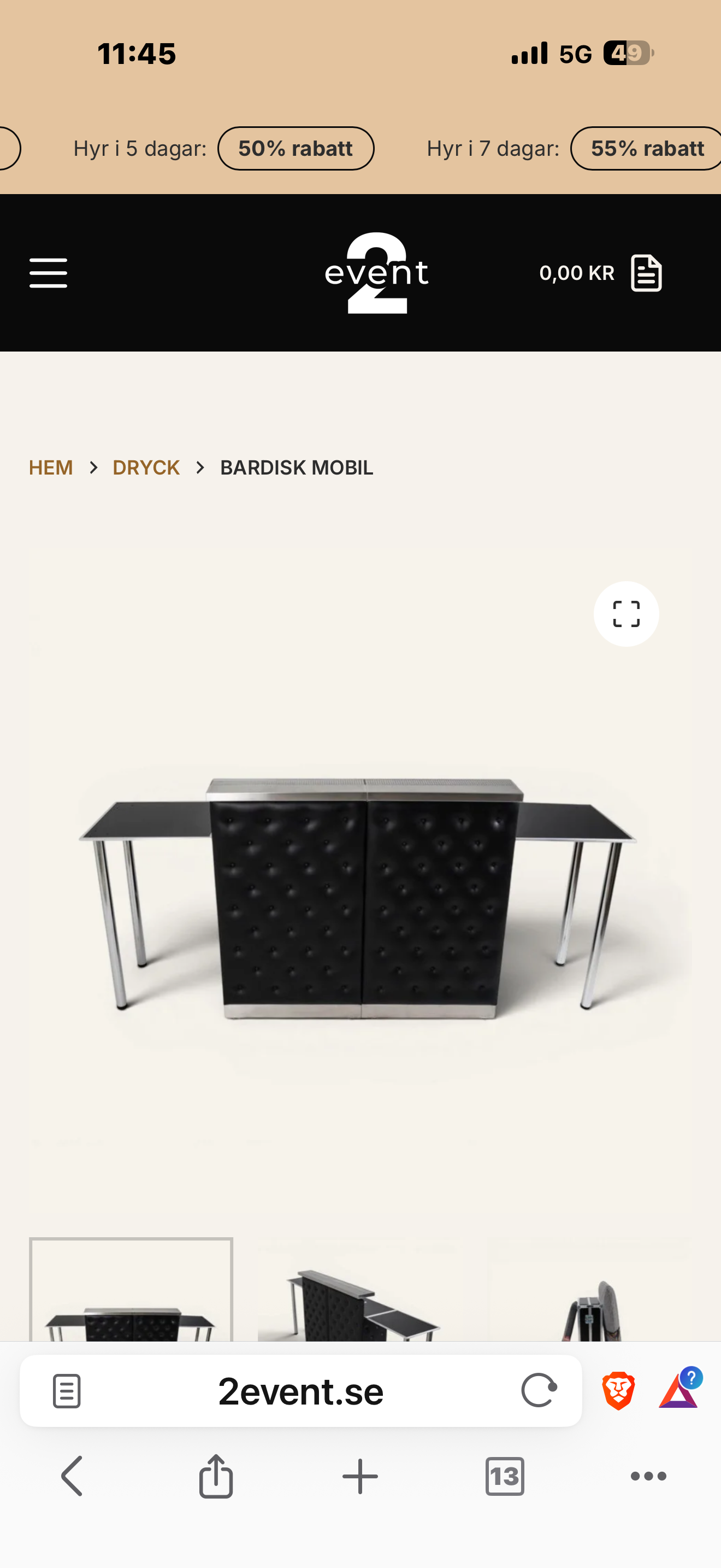 Mobil bardisk 3 meter lång