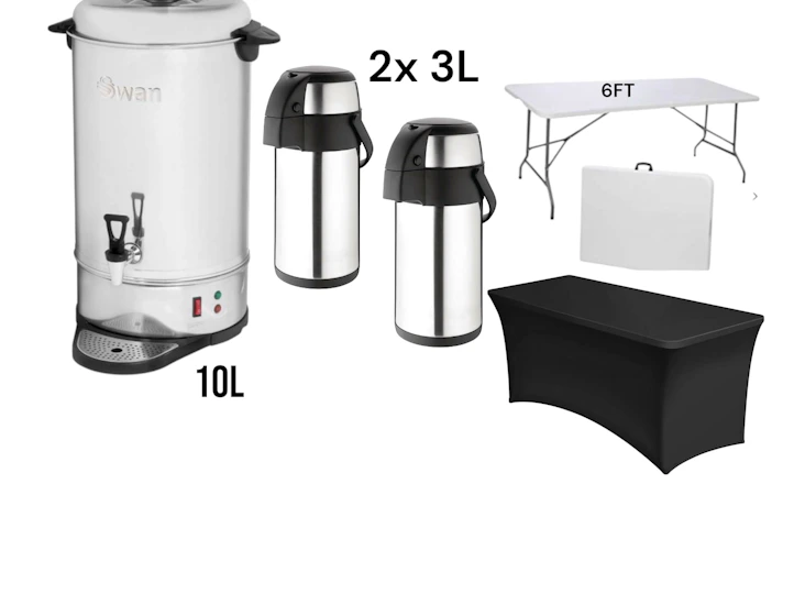 Tea coffee, snack table setup station set tea urn 9l hot water airpot jug event office party