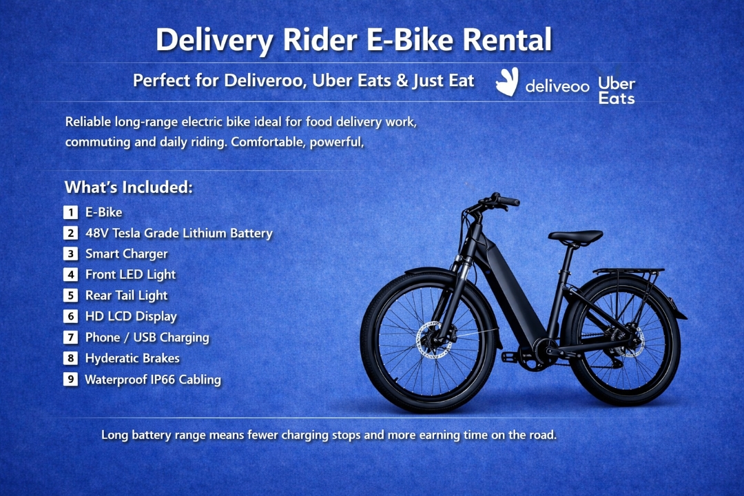 Delivery rider e-bike rental – perfect for deliveroo, uber eats & just eat riders