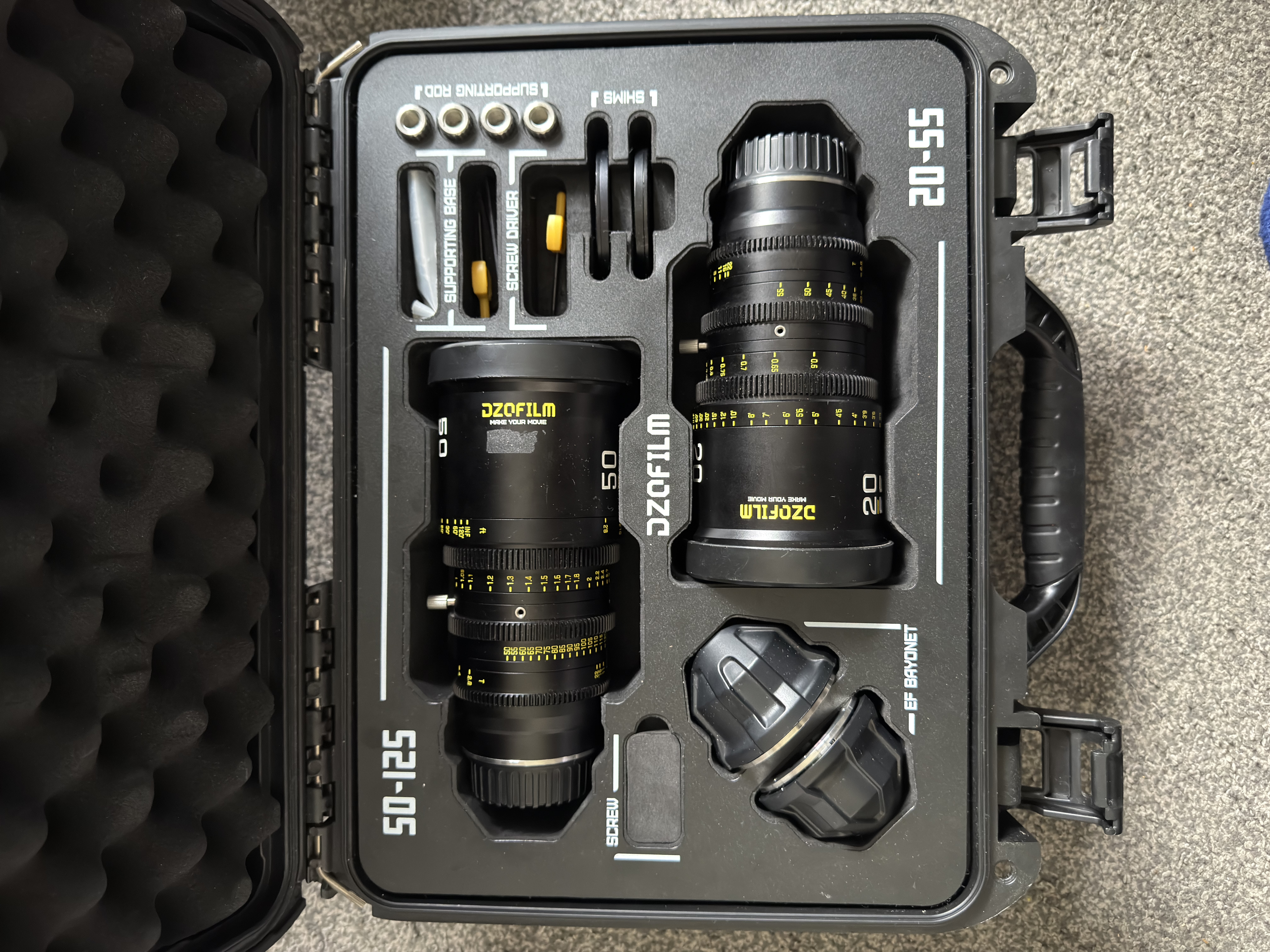 Dzofilm pictor zoom lens bundle pair 20-55mm and 50-125mm t2.8 super35 come zoom