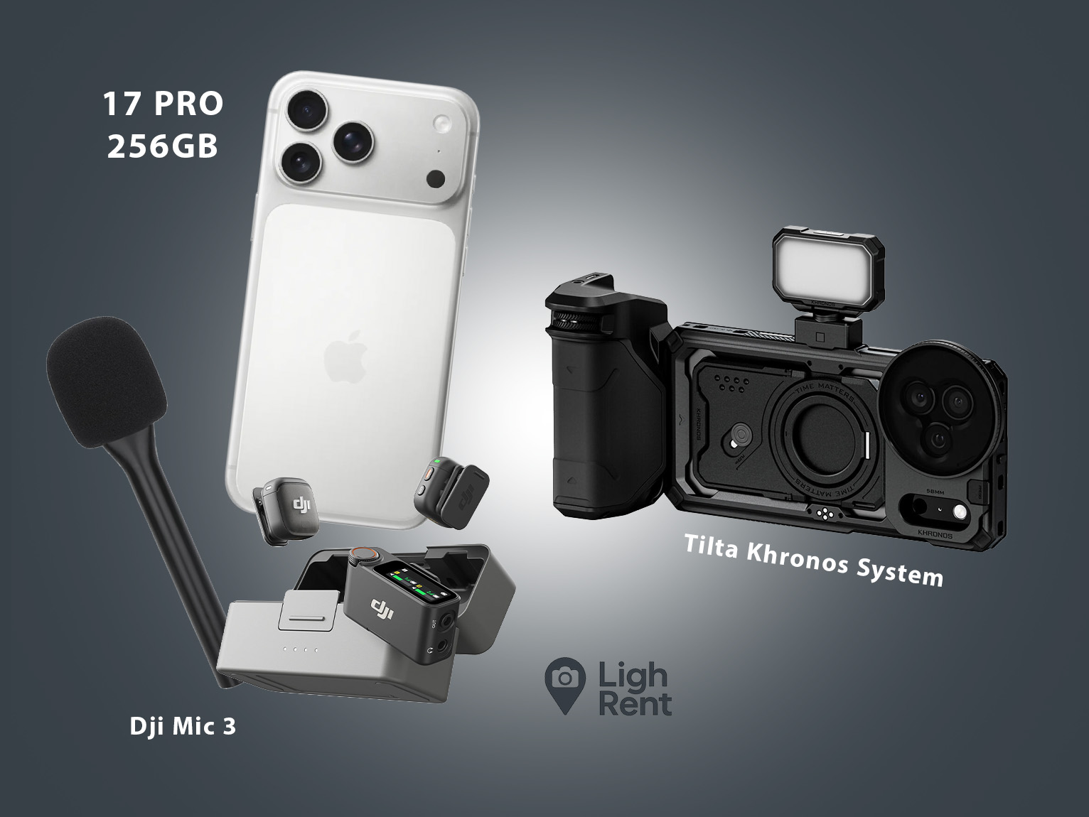   iphone 17 pro  blue 1tb  creator kit | tilta khronos cinema rig + dji mic mini | prores 4k ready                           
