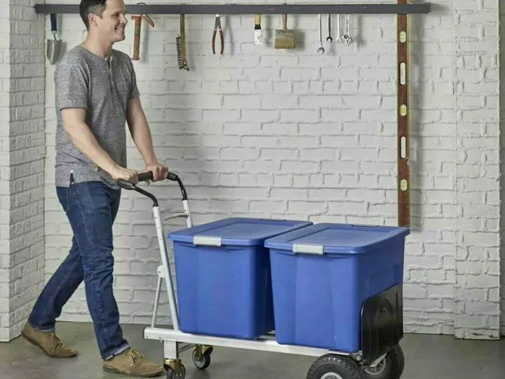 Foldable handcart trolley trailer 3 in 1 truck flat-free wheels removal moving cosco
