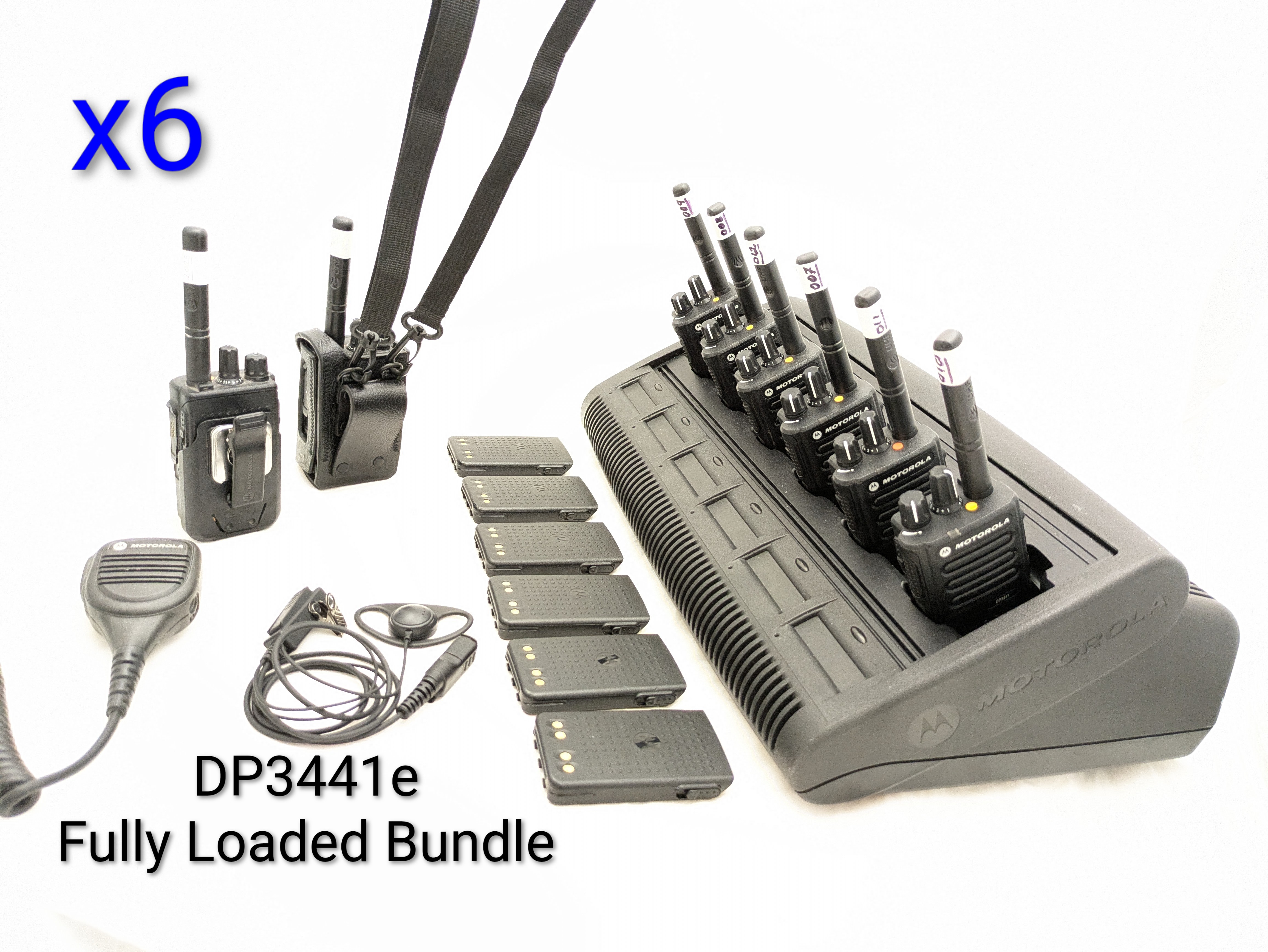 Motorola dp3441e 6 way comms kit with licence. choice of cases and accessories. (uhf set wireless two-way radios/walkie talkies in peli case) [collection from avery hill]